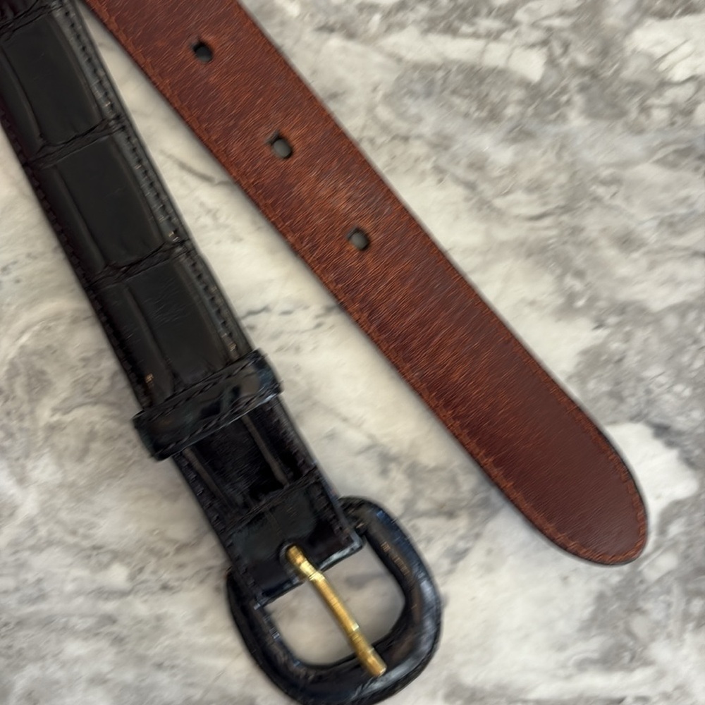 Vintage Brooks Brothers Womens dark brown Alligator Leather Belt Size M - Picture 2 of 8